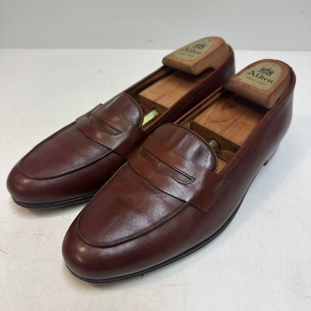 VGUC Ralph Lauren Purple Label Chili Brown Calf Penny Loafer Made in Italy 9.5 D